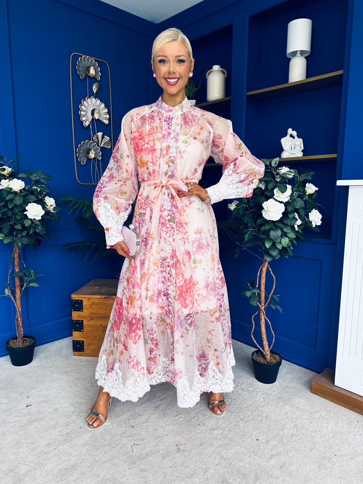 Helen Lace Detail Midi Shirt Dress Floral