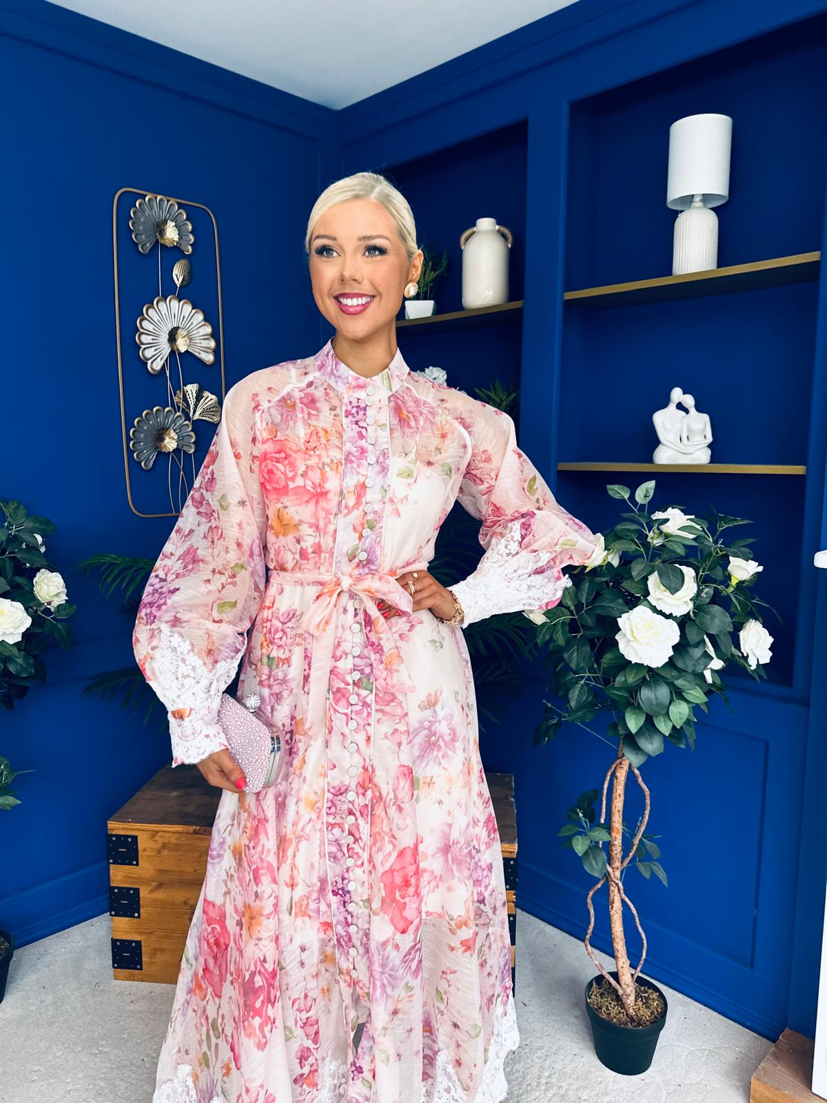 Helen Lace Detail Midi Shirt Dress Floral