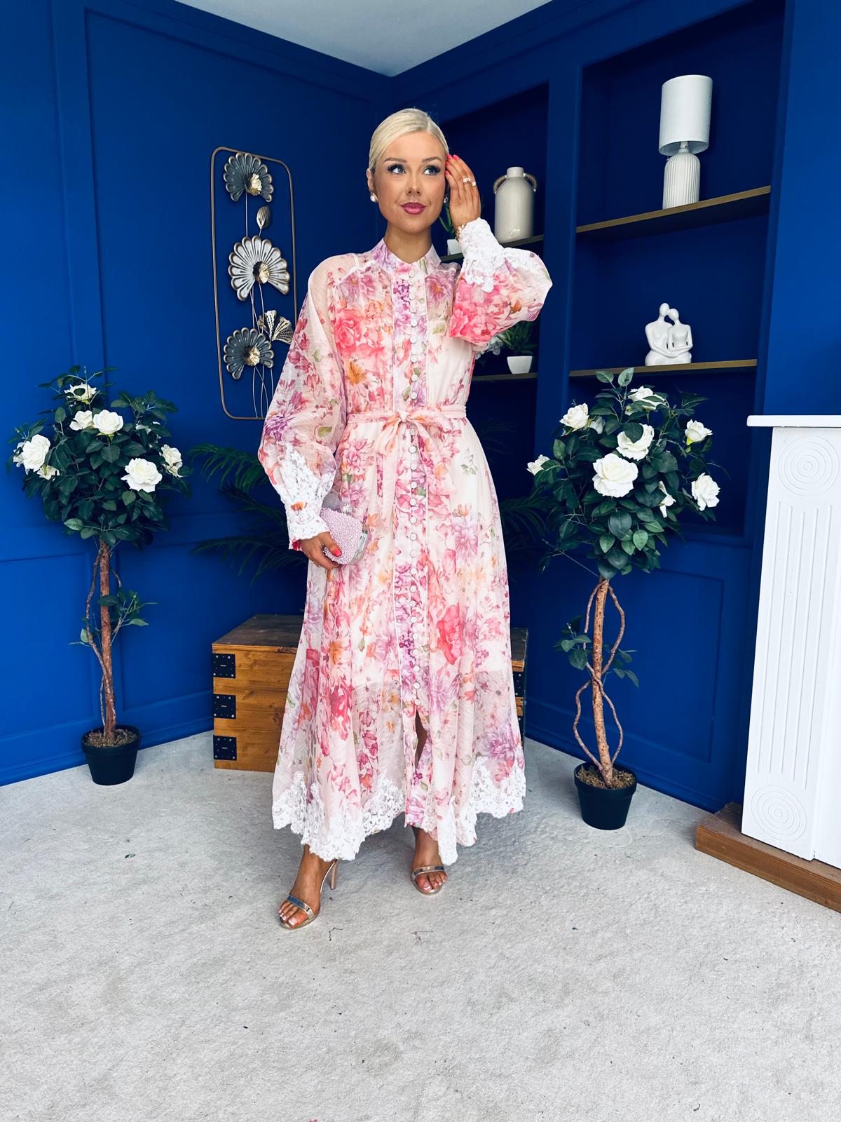 Helen Lace Detail Midi Shirt Dress Floral