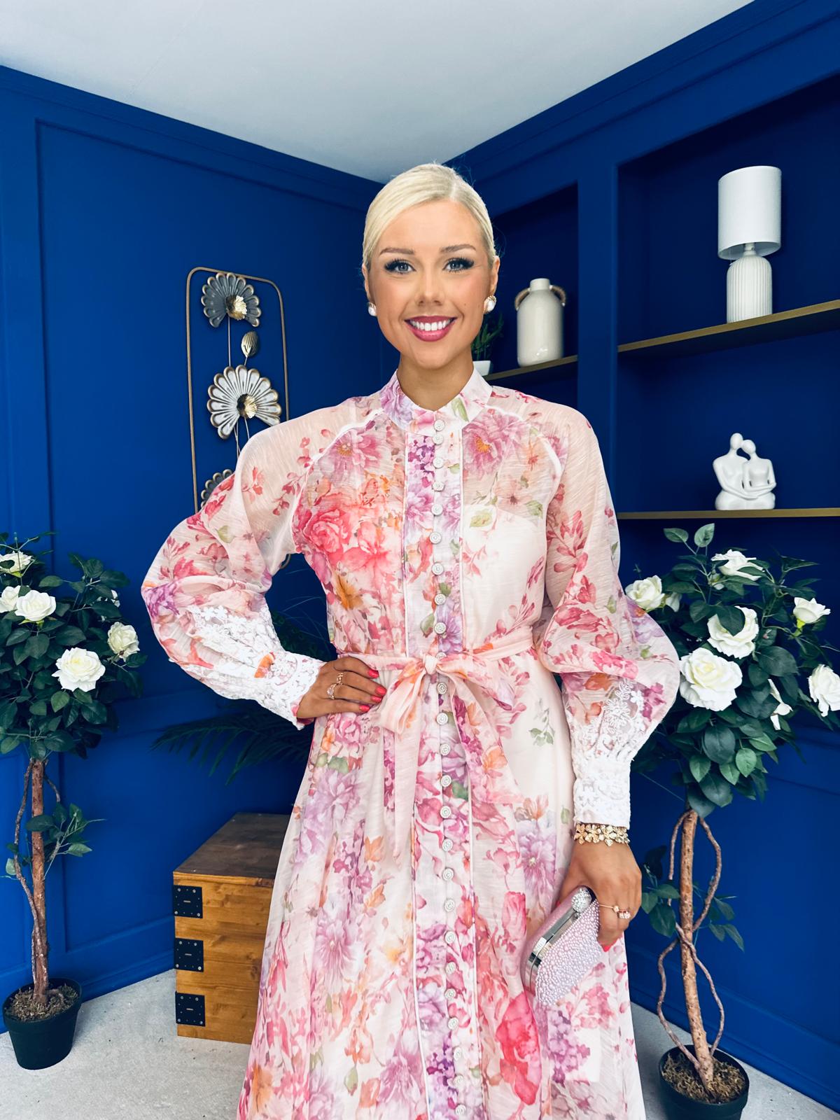 Helen Lace Detail Midi Shirt Dress Floral