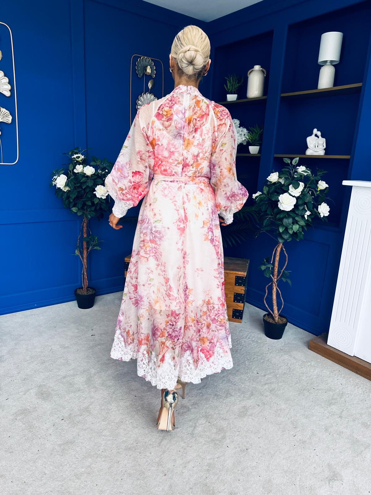 Helen Lace Detail Midi Shirt Dress Floral – Canella Lane
