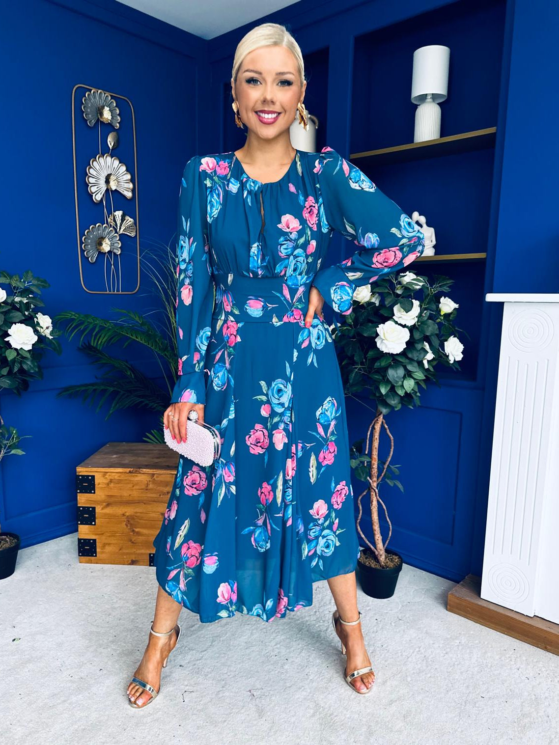 Teagan Banded Midi Dress Midnight Blue