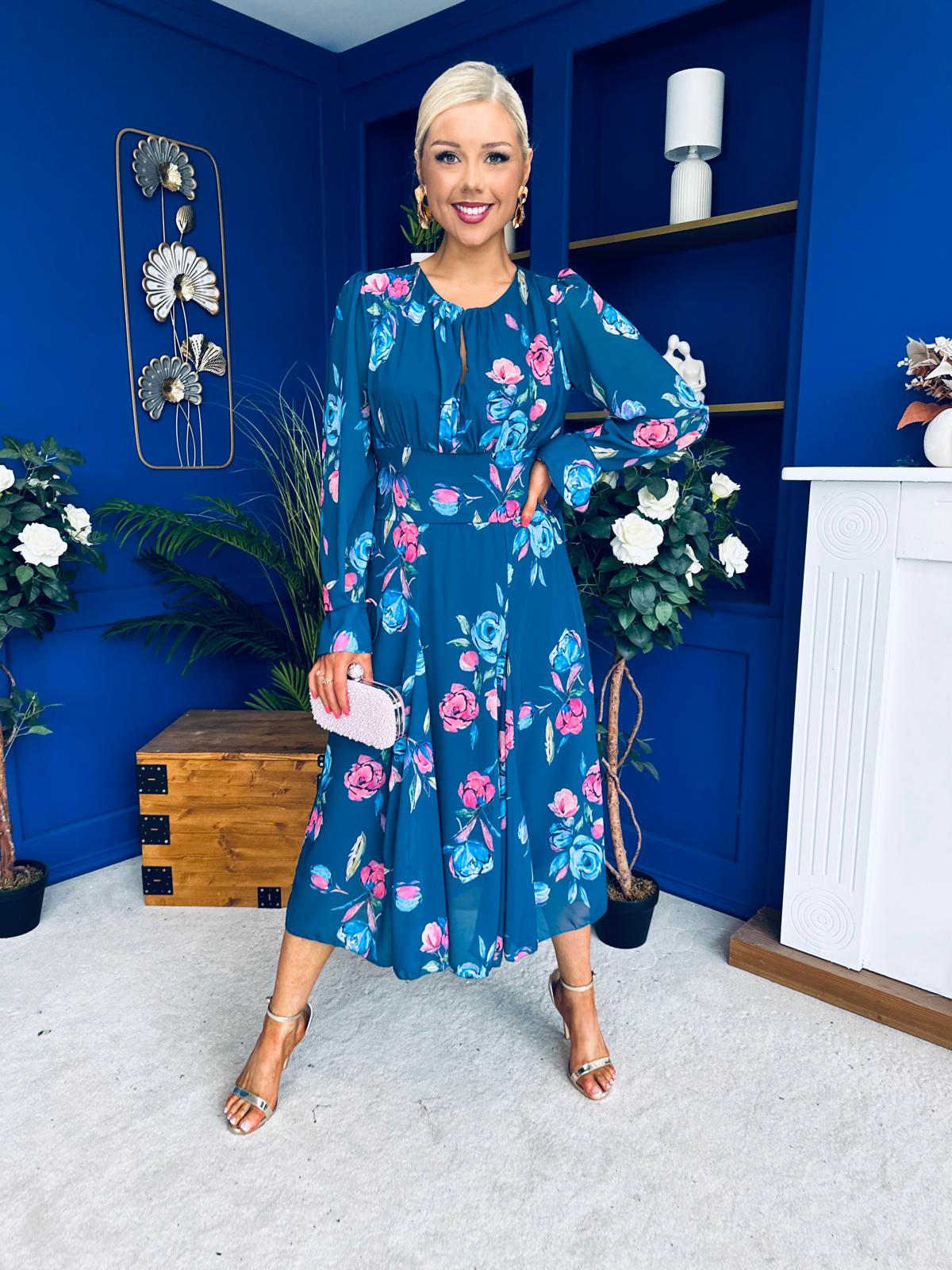 Teagan Banded Midi Dress Midnight Blue