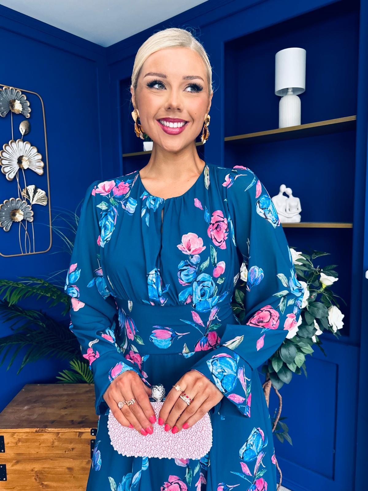 Teagan Banded Midi Dress Midnight Blue