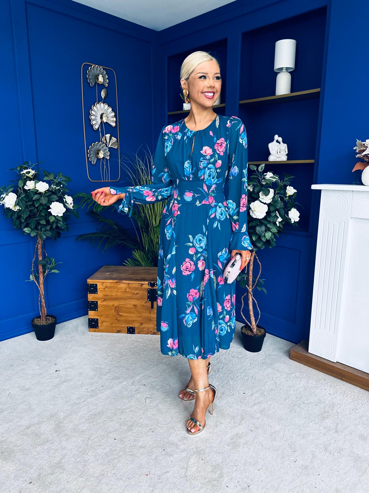 Teagan Banded Midi Dress Midnight Blue