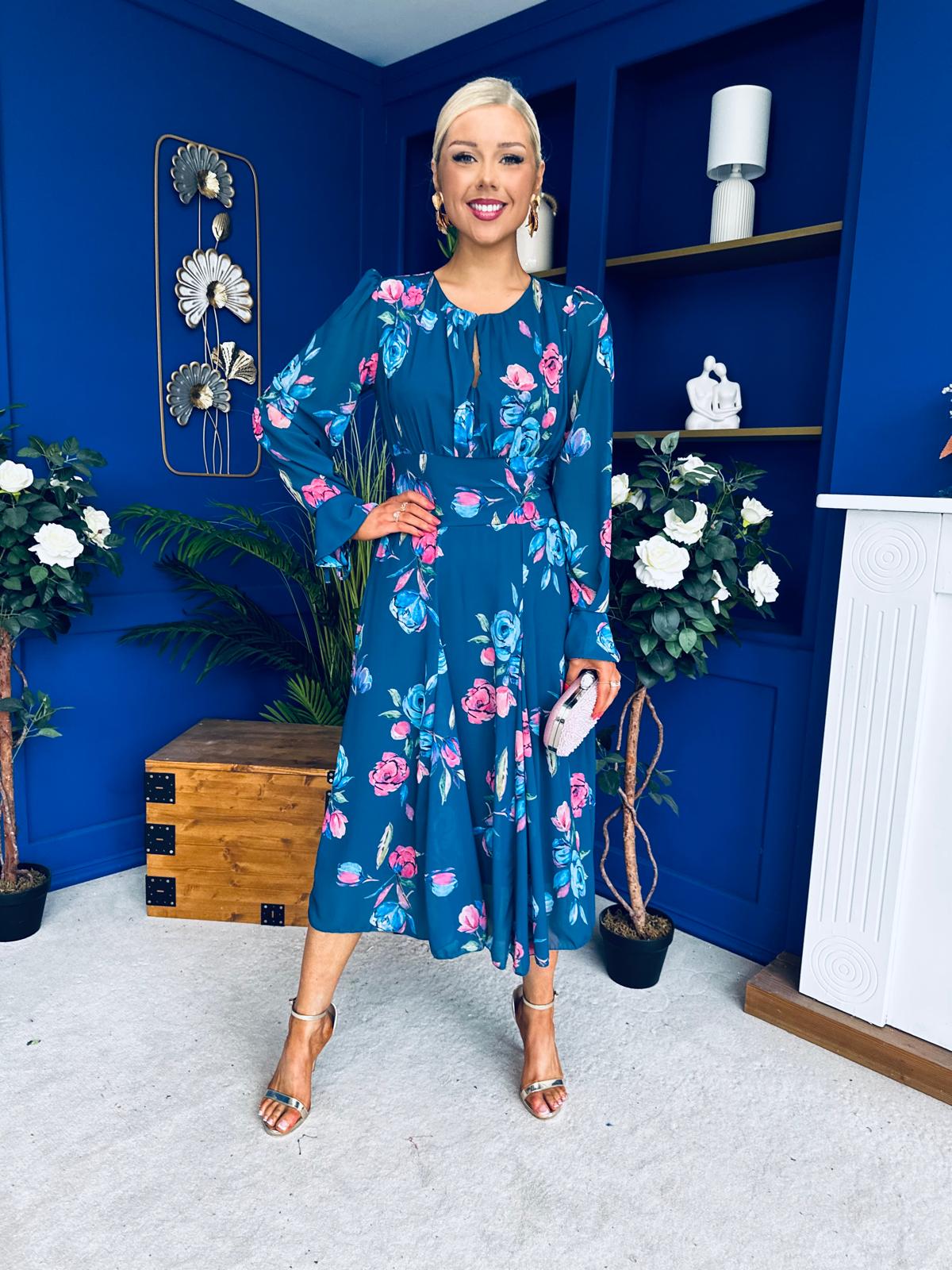 Teagan Banded Midi Dress Midnight Blue