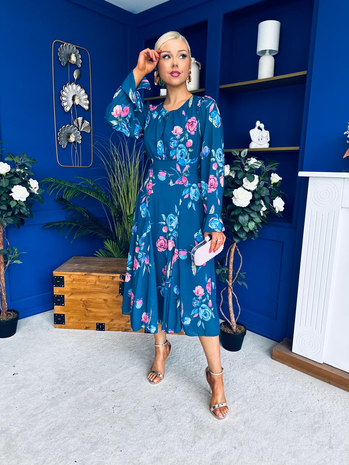 Teagan Banded Midi Dress Midnight Blue