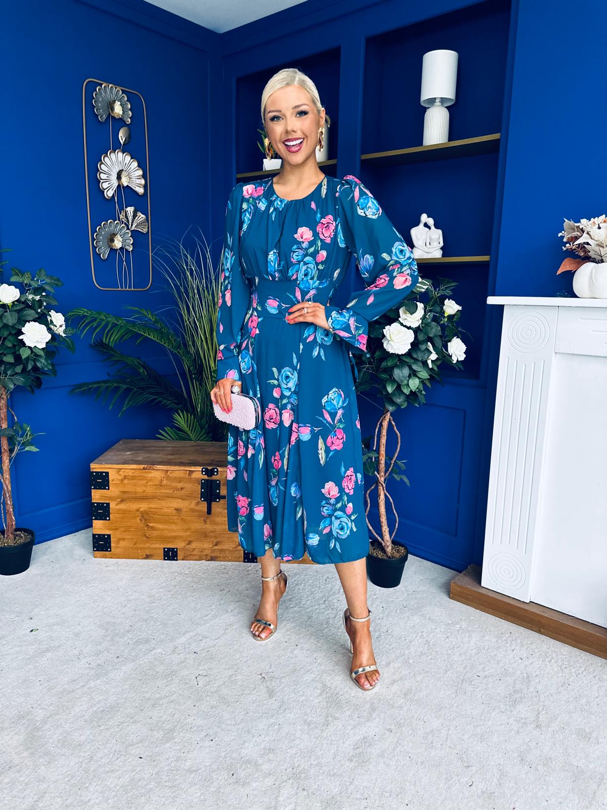 Teagan Banded Midi Dress Midnight Blue