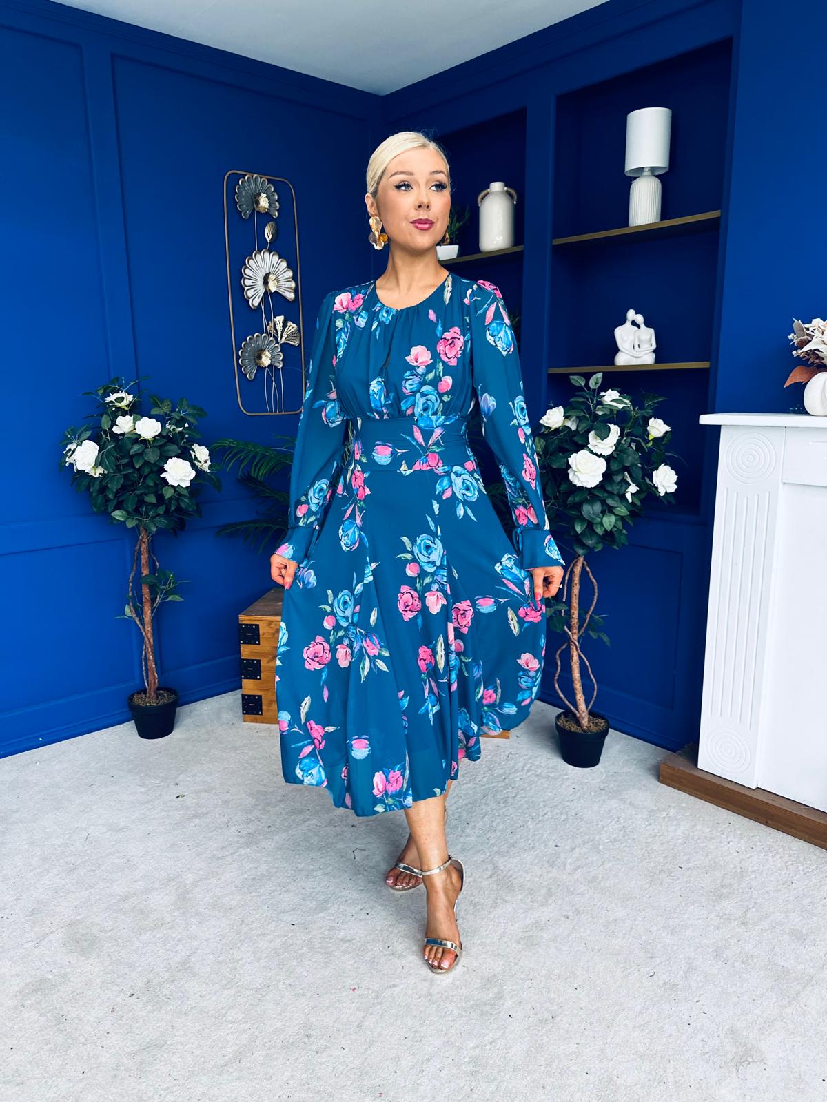 Teagan Banded Midi Dress Midnight Blue