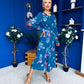 Teagan Banded Midi Dress Midnight Blue