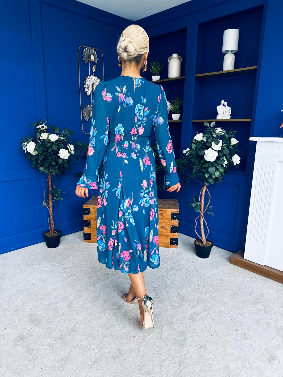 Teagan Banded Midi Dress Midnight Blue