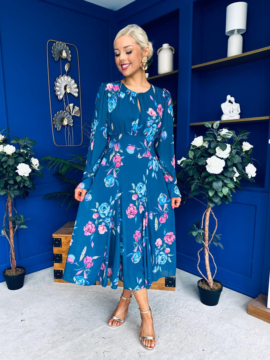 Teagan Banded Midi Dress Midnight Blue