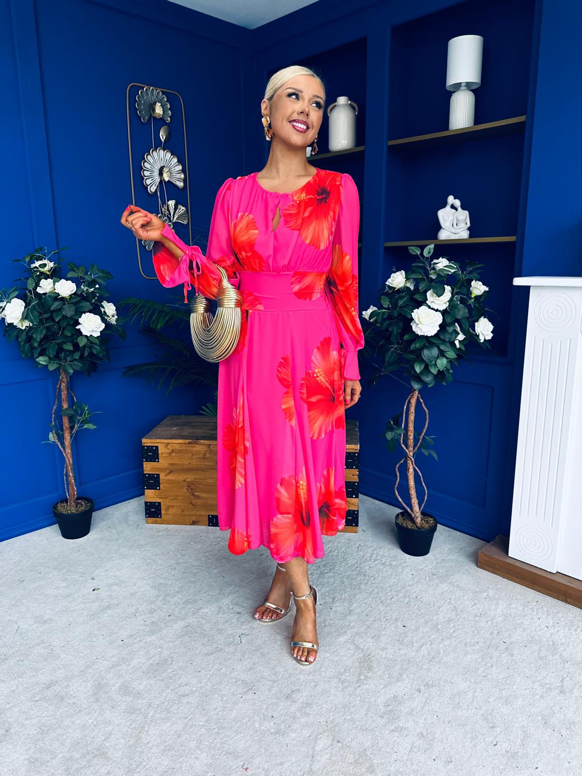 Teagan Banded Midi Dress Floral Cerice