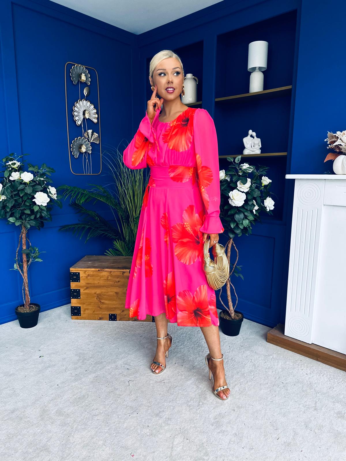 Teagan Banded Midi Dress Floral Cerice