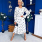 Teagan Banded Midi Dress Spot Cream