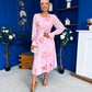 Teagan Banded Midi Dress Floral Baby Pink