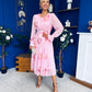 Teagan Banded Midi Dress Floral Baby Pink