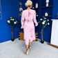 Teagan Banded Midi Dress Floral Baby Pink