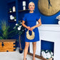 Ami Tulip Sleeve High Neck Mini Dress Cobalt
