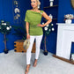 Jess Gold Clasp Ruched Top Olive