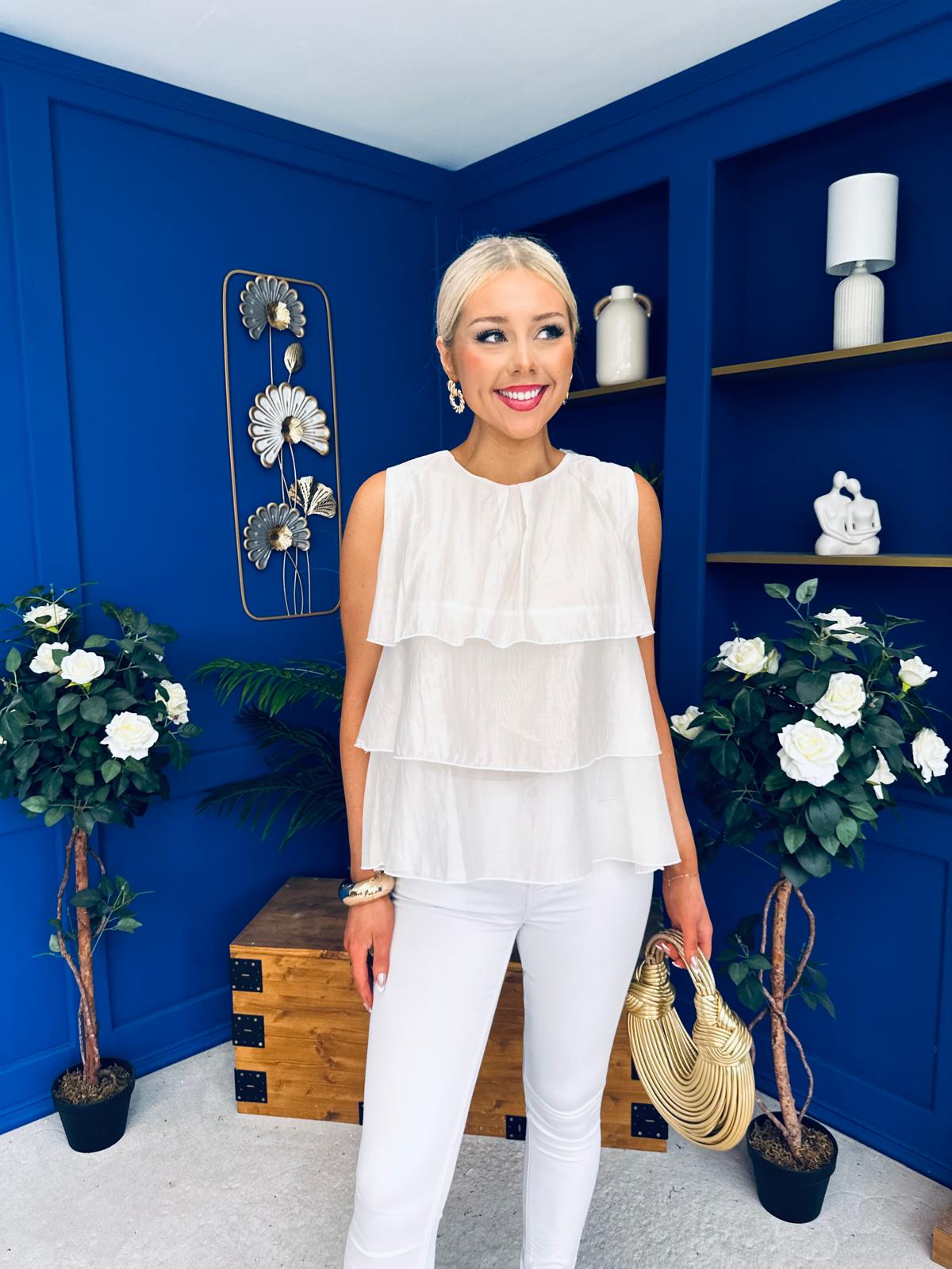 Lana Layered Sleeveless Top Cream