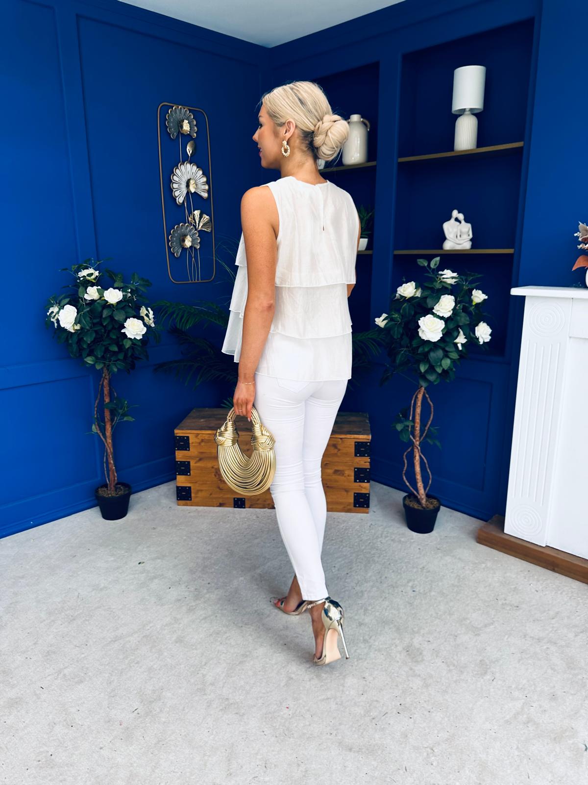 Lana Layered Sleeveless Top Cream