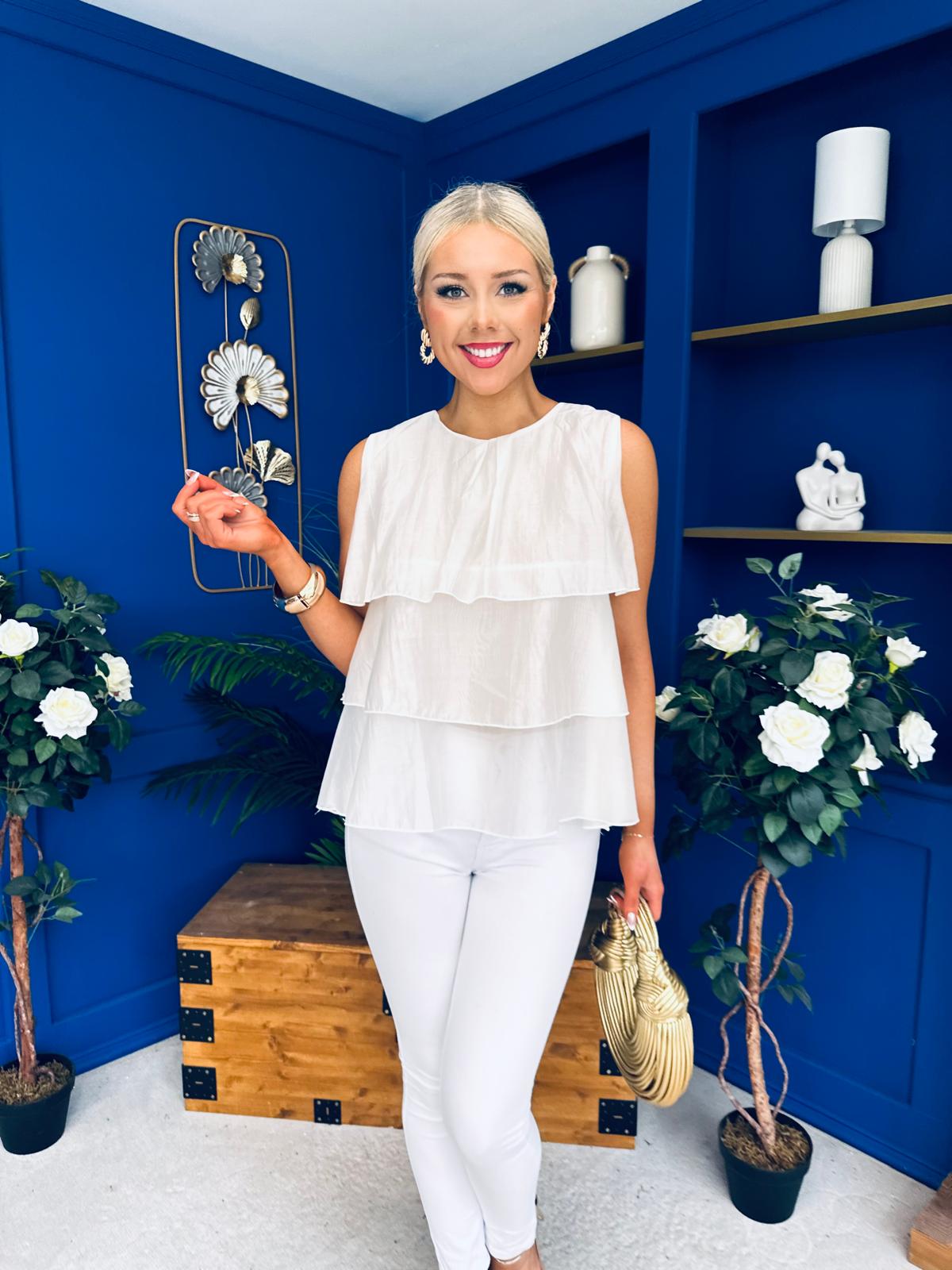 Lana Layered Sleeveless Top Cream