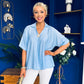 Suzanne Detailed Shirt Collar Top Blue