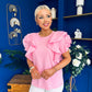 Anastasia Frill Sleeve Top Pink