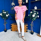 Anastasia Frill Sleeve Top Pink