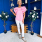 Anastasia Frill Sleeve Top Pink