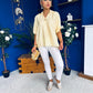 Suzanne Detailed Shirt Collar Top Yellow