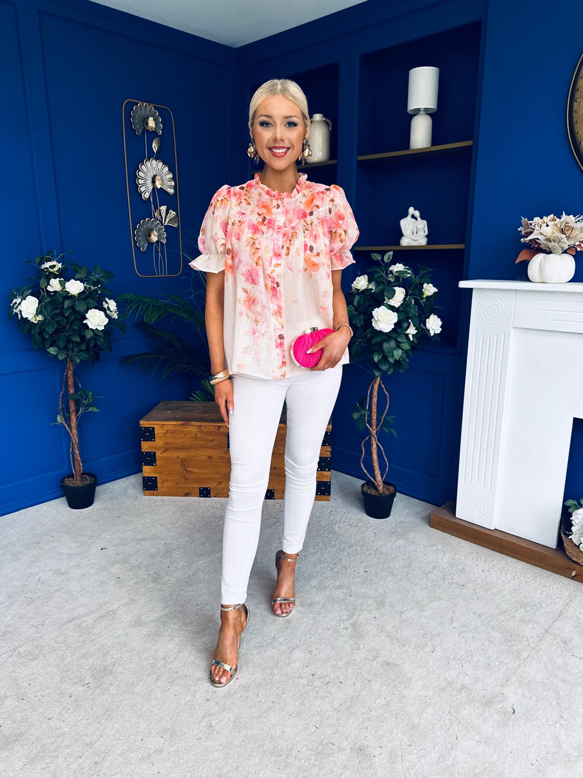 Milani Detailed Blouse Floral Peach