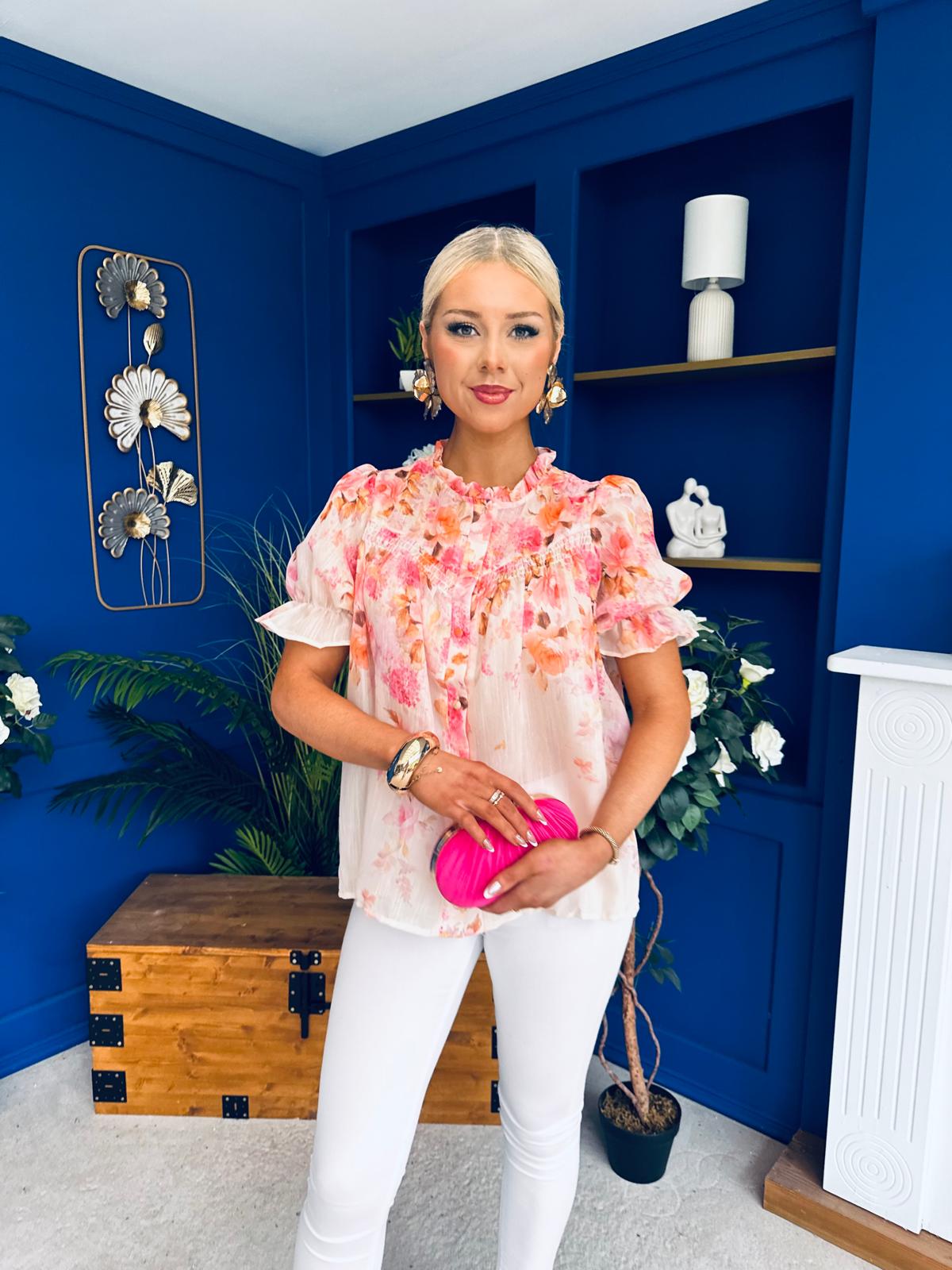 Milani Detailed Blouse Floral Peach