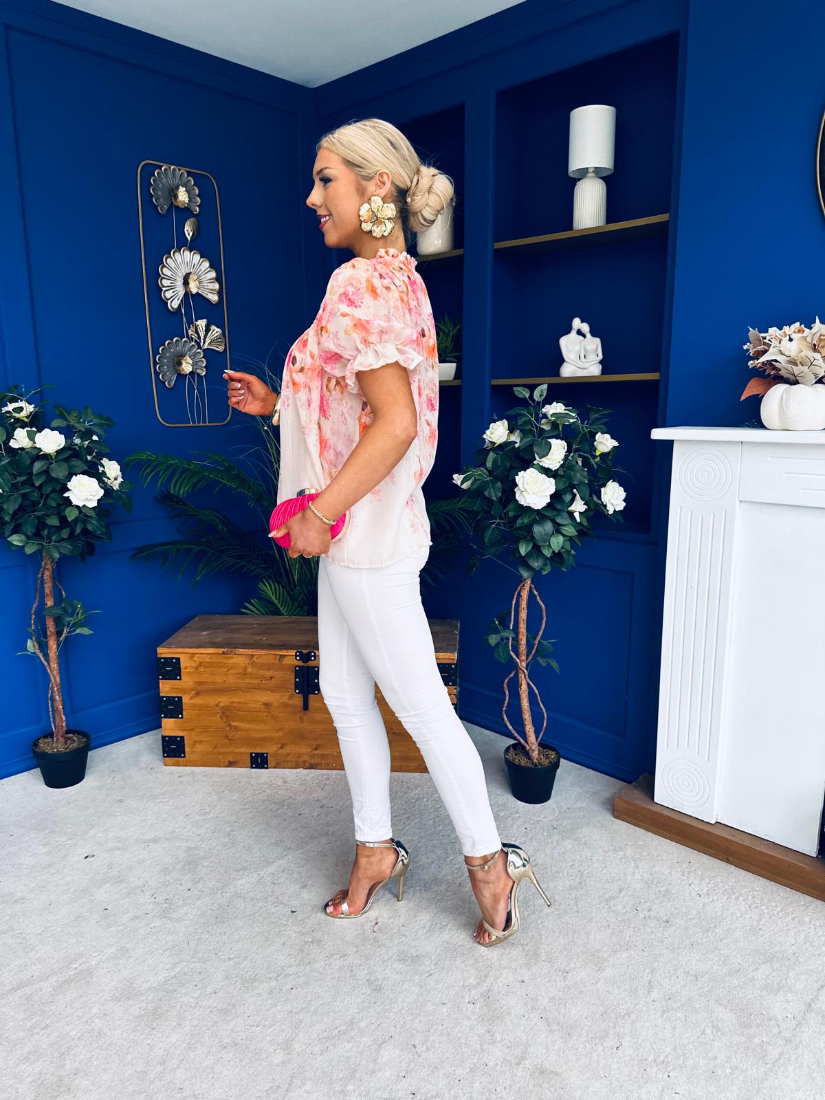 Milani Detailed Blouse Floral Peach