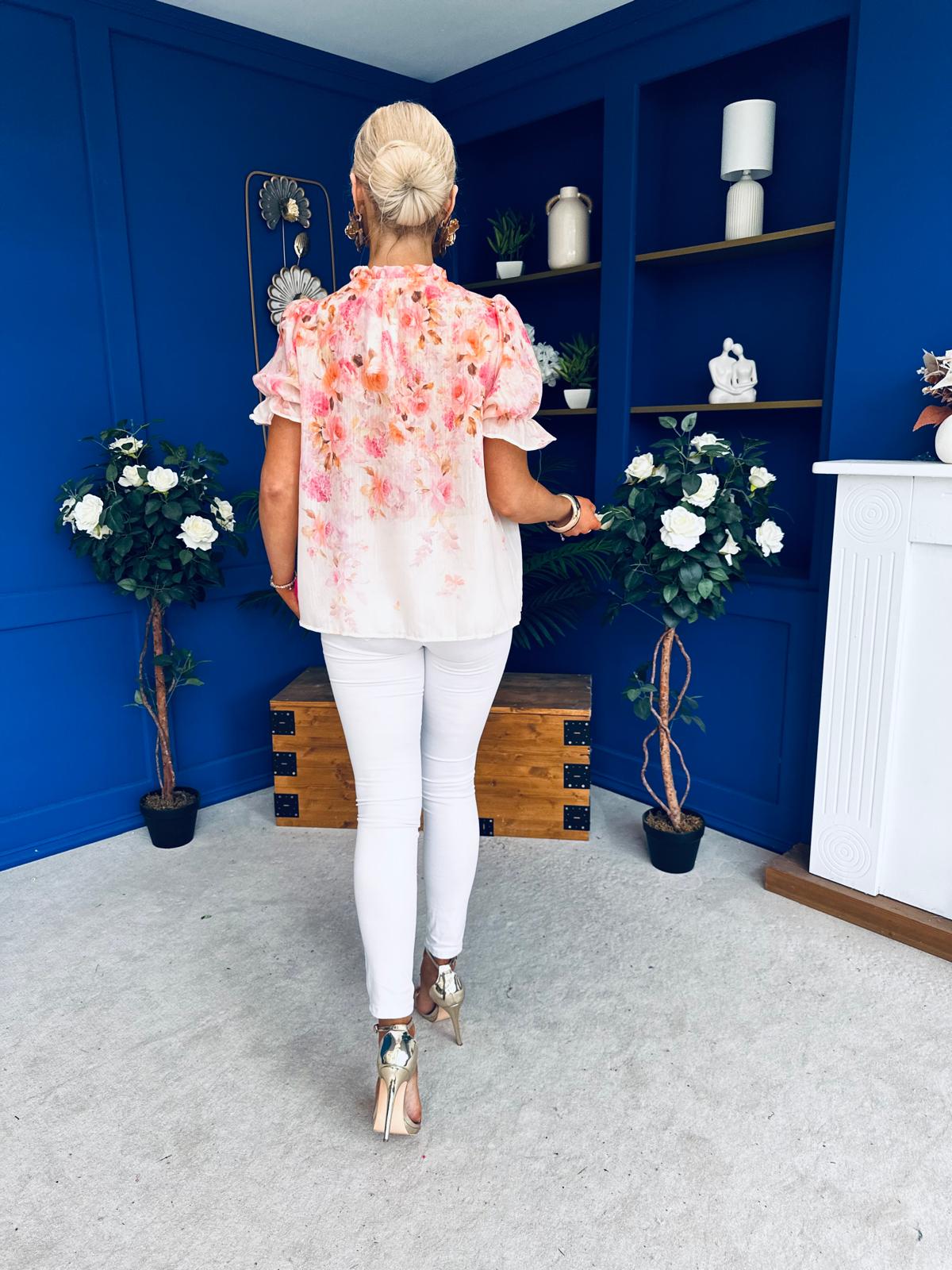 Milani Detailed Blouse Floral Peach