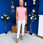 Denise Gold Button Down Denim Top Pink