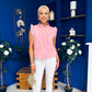 Denise Gold Button Down Denim Top Pink