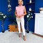Denise Gold Button Down Denim Top Pink
