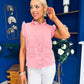 Denise Gold Button Down Denim Top Pink