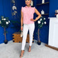 Denise Gold Button Down Denim Top Pink