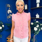 Denise Gold Button Down Denim Top Pink
