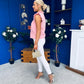 Denise Gold Button Down Denim Top Pink