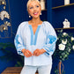 Tina Embroidered Top Blue