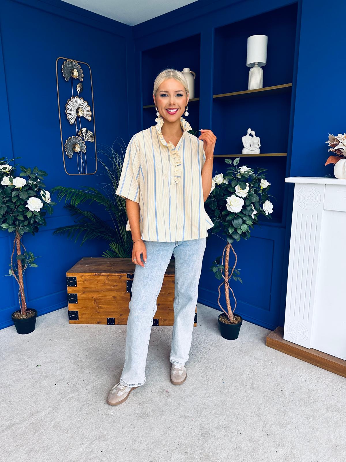 Janis Detailed Stripped Top Yellow