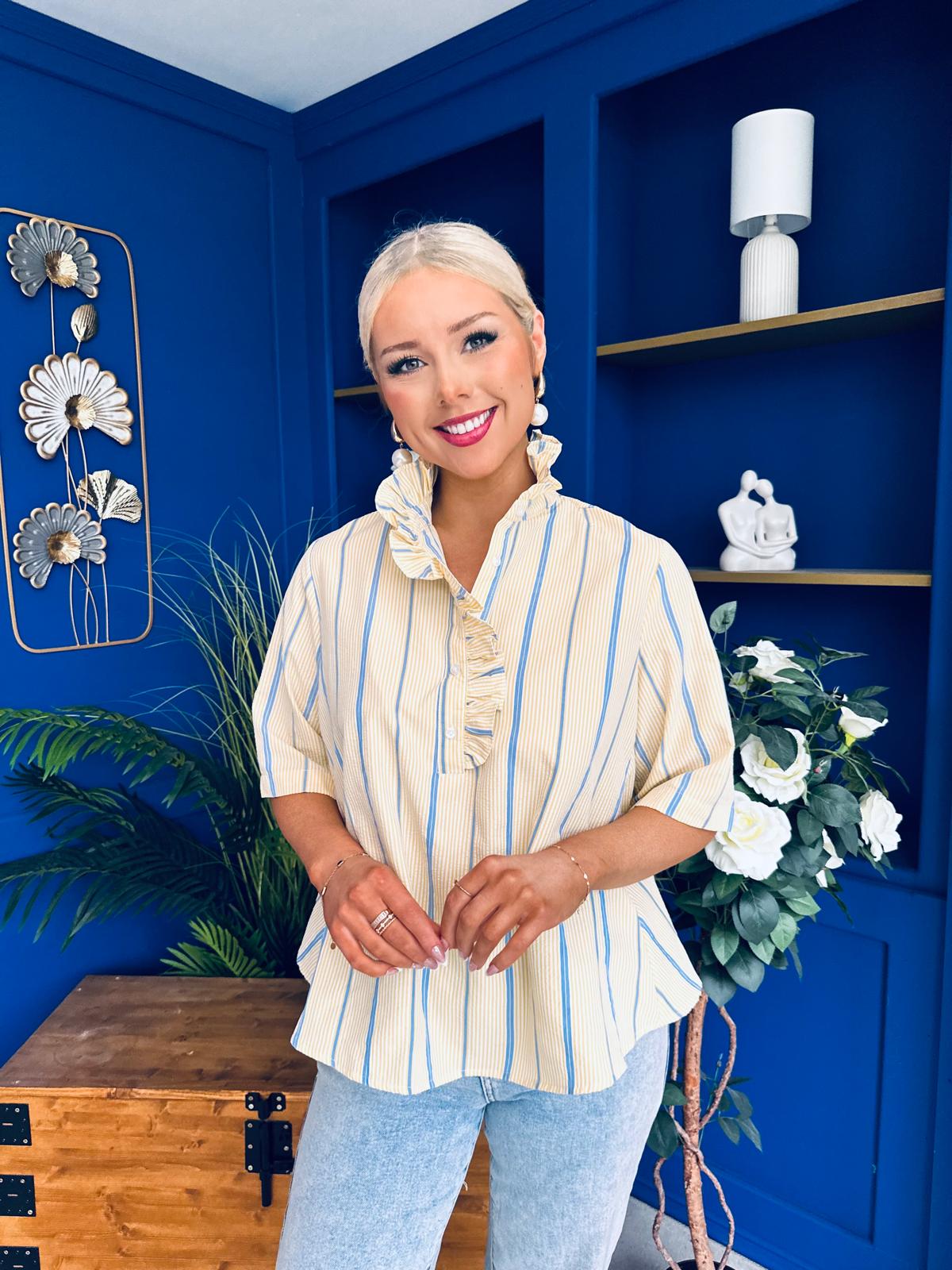 Janis Detailed Stripped Top Yellow