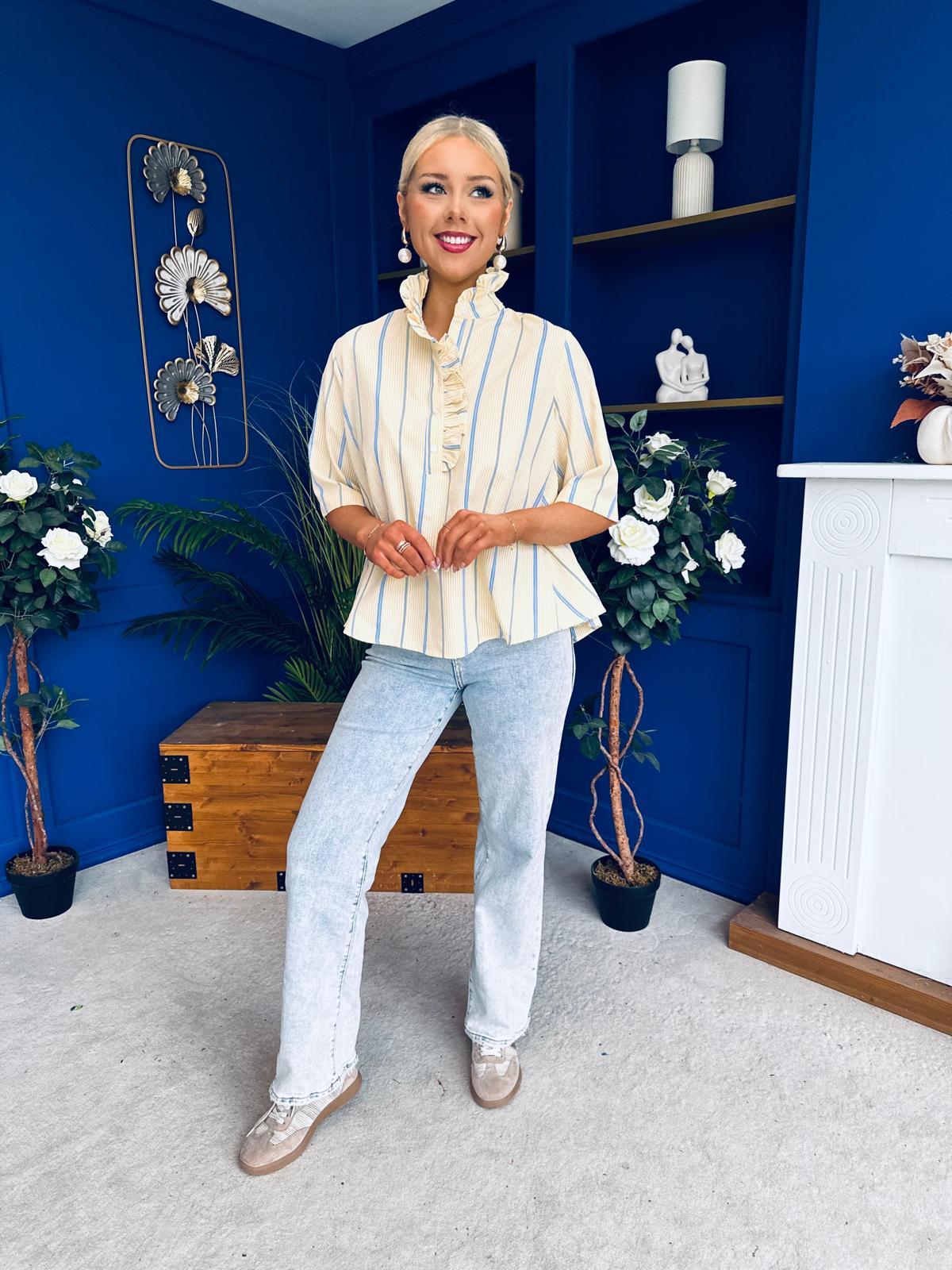 Janis Detailed Stripped Top Yellow