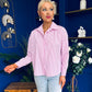 Verona Bow  Detail Pin Stripe Shirt Pink