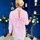 Verona Bow  Detail Pin Stripe Shirt Pink