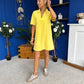 Lauren Denim Mini Shift Dress Yellow